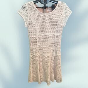 Nanette Lepore White Eyelet Lined w/Tan Lining Showing Through Dress  10